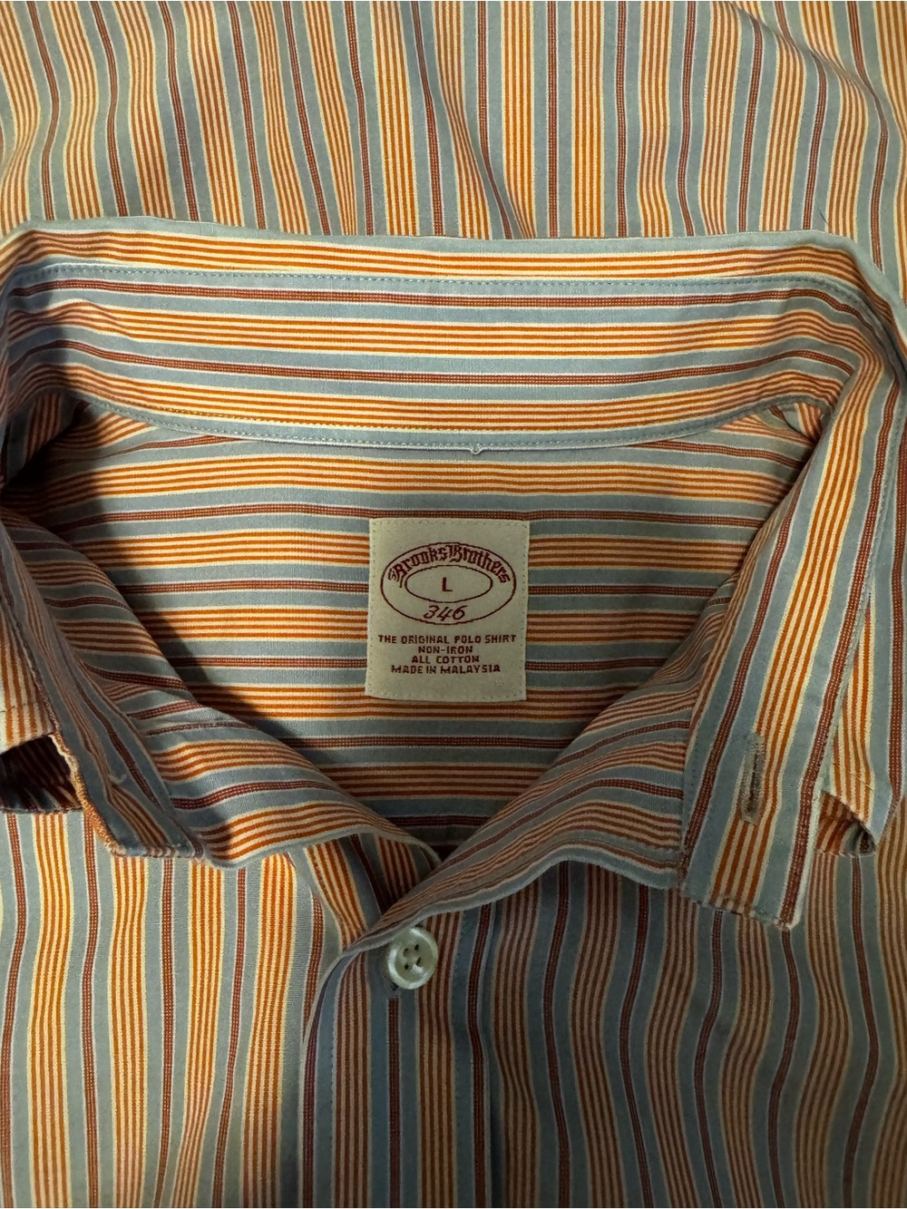 Brooks Brothers Striped Long-Sleeve Button-Down in Blue and Tan